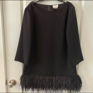 Kate spade black shift mini dress feathers